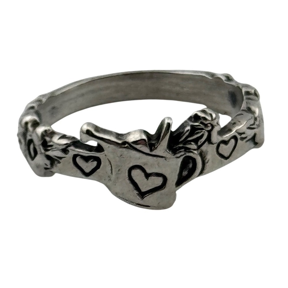 Mary Engelbreit Sterling Silver Watering Can Flower Heart Band Ring Size 8.5